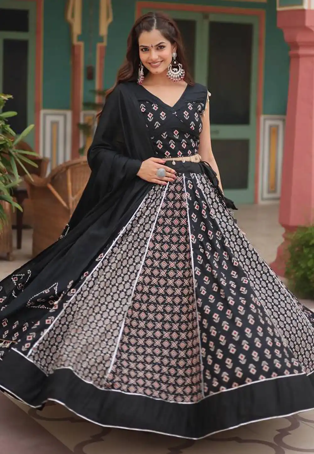 Black Rayon Navratri Chaniya Choli 293641