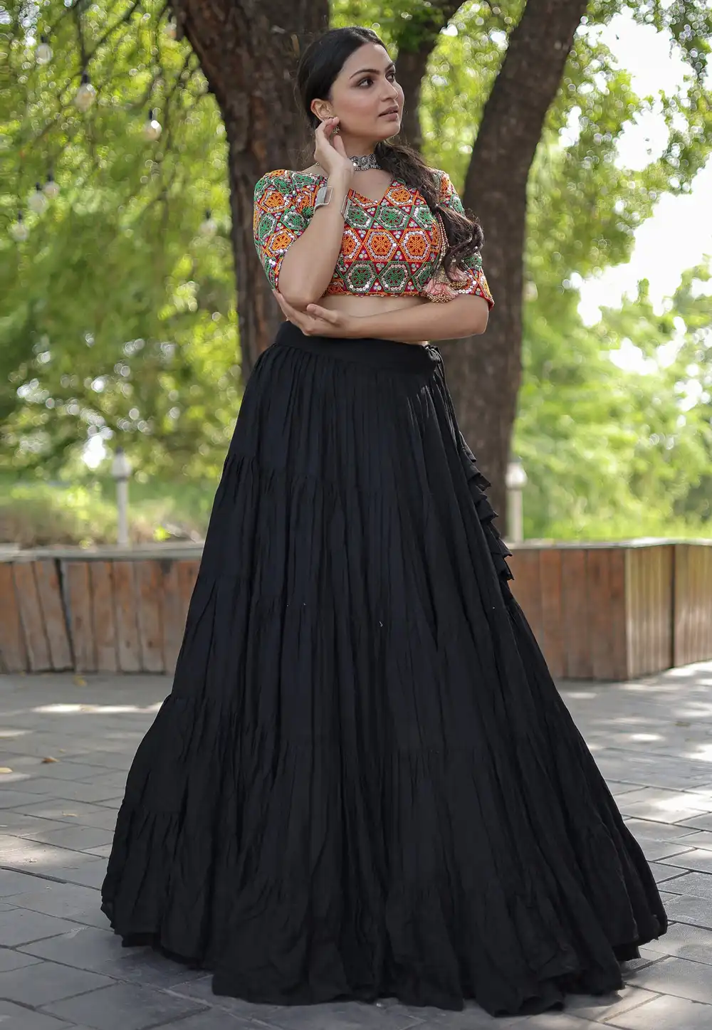 Black Rayon Navratri Chaniya Choli 292467