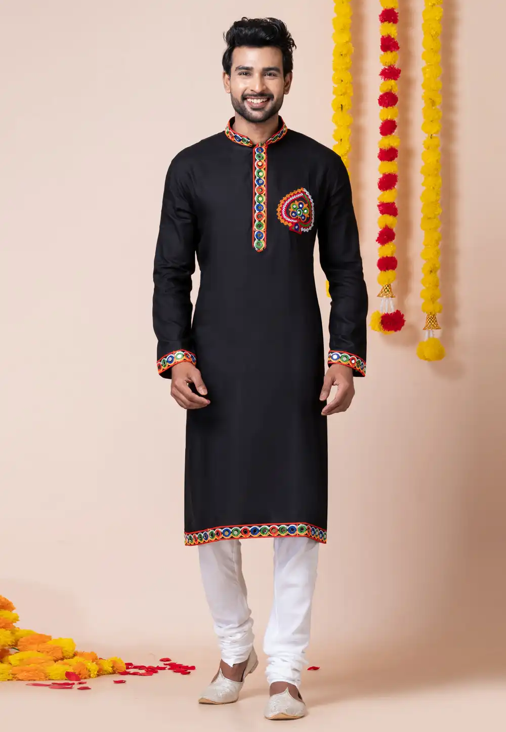 Black Rayon Navratri Kurta Pajama 292603