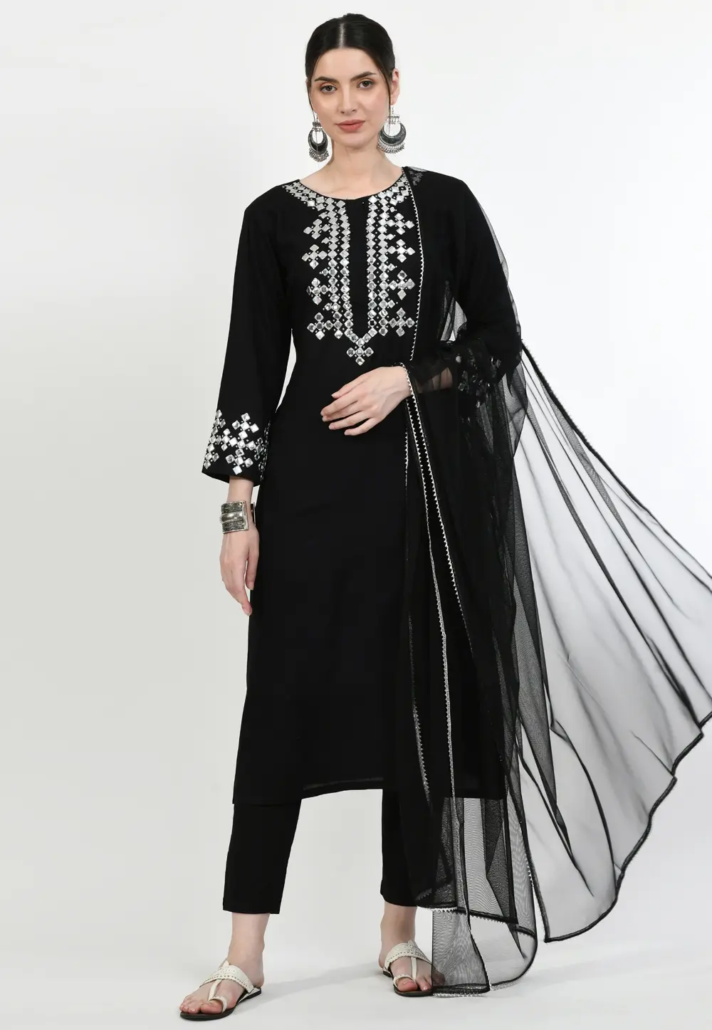 Black Rayon Readymade Pant Style Suit 299398