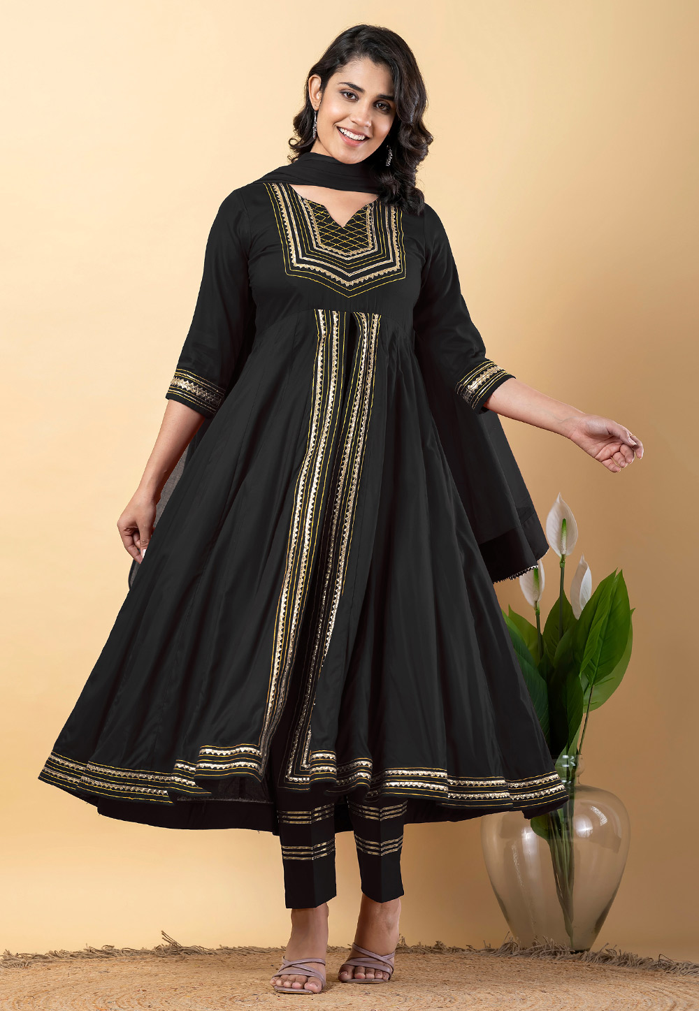 Black Rayon Readymade Pant Style Suit 309285