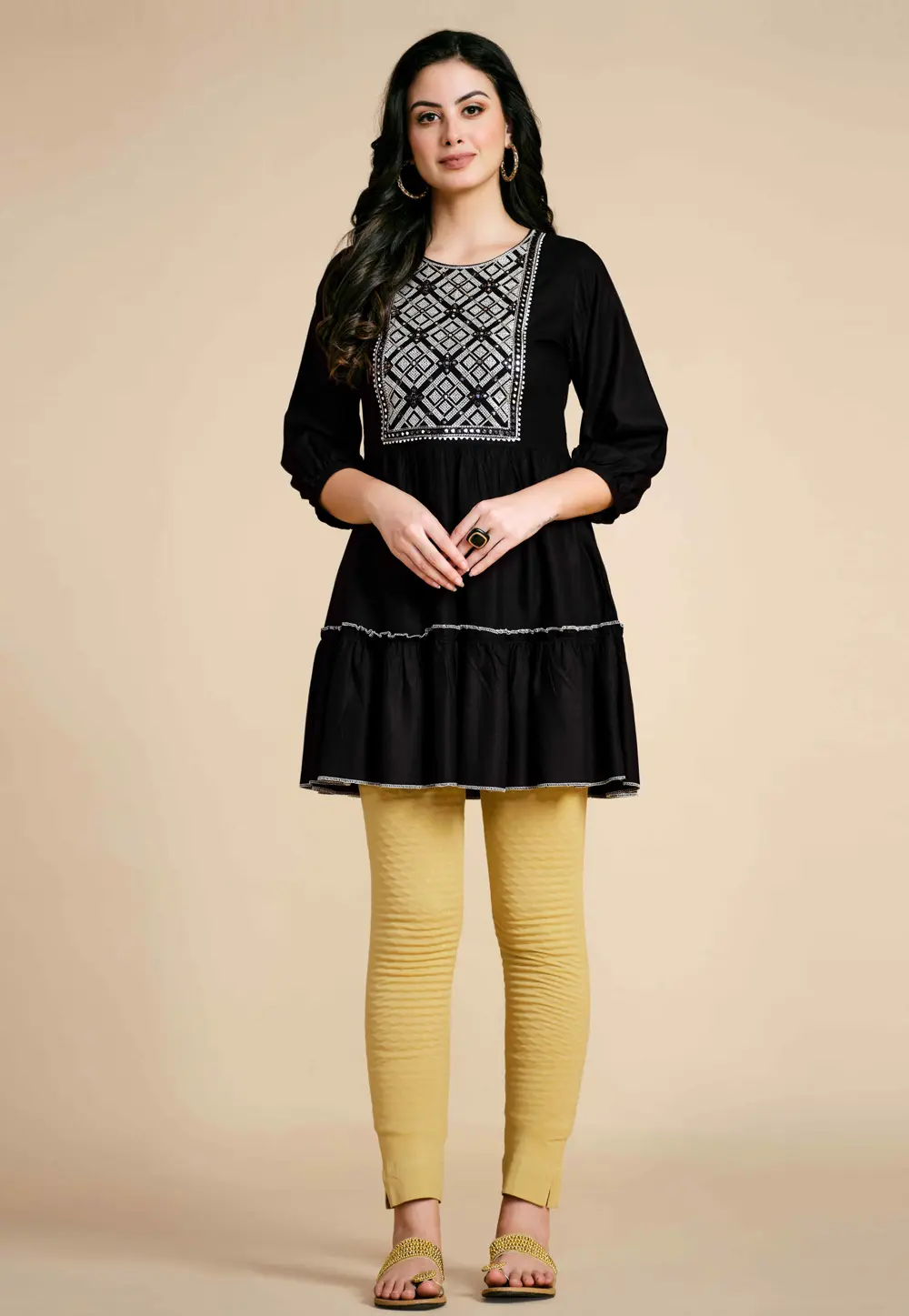 Black Rayon Short Kurti 297375