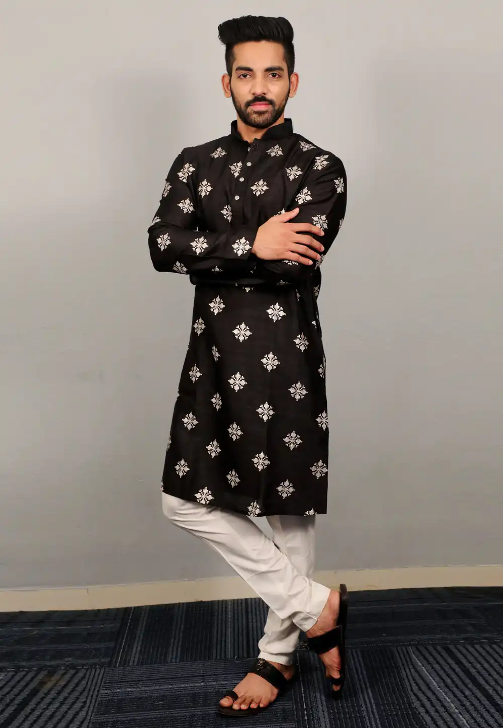 Black Silk Kurta Pajama 293777