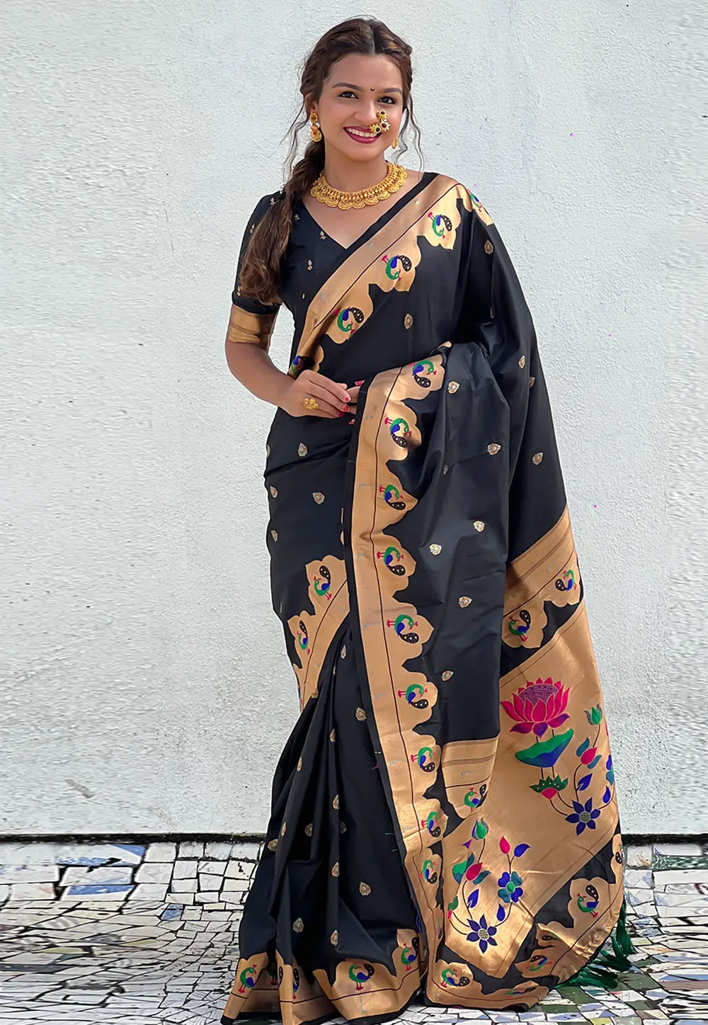 Black Silk Paithani Saree 296533