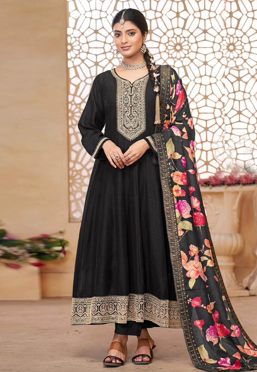 Black Silk Pant Style Suit 305724