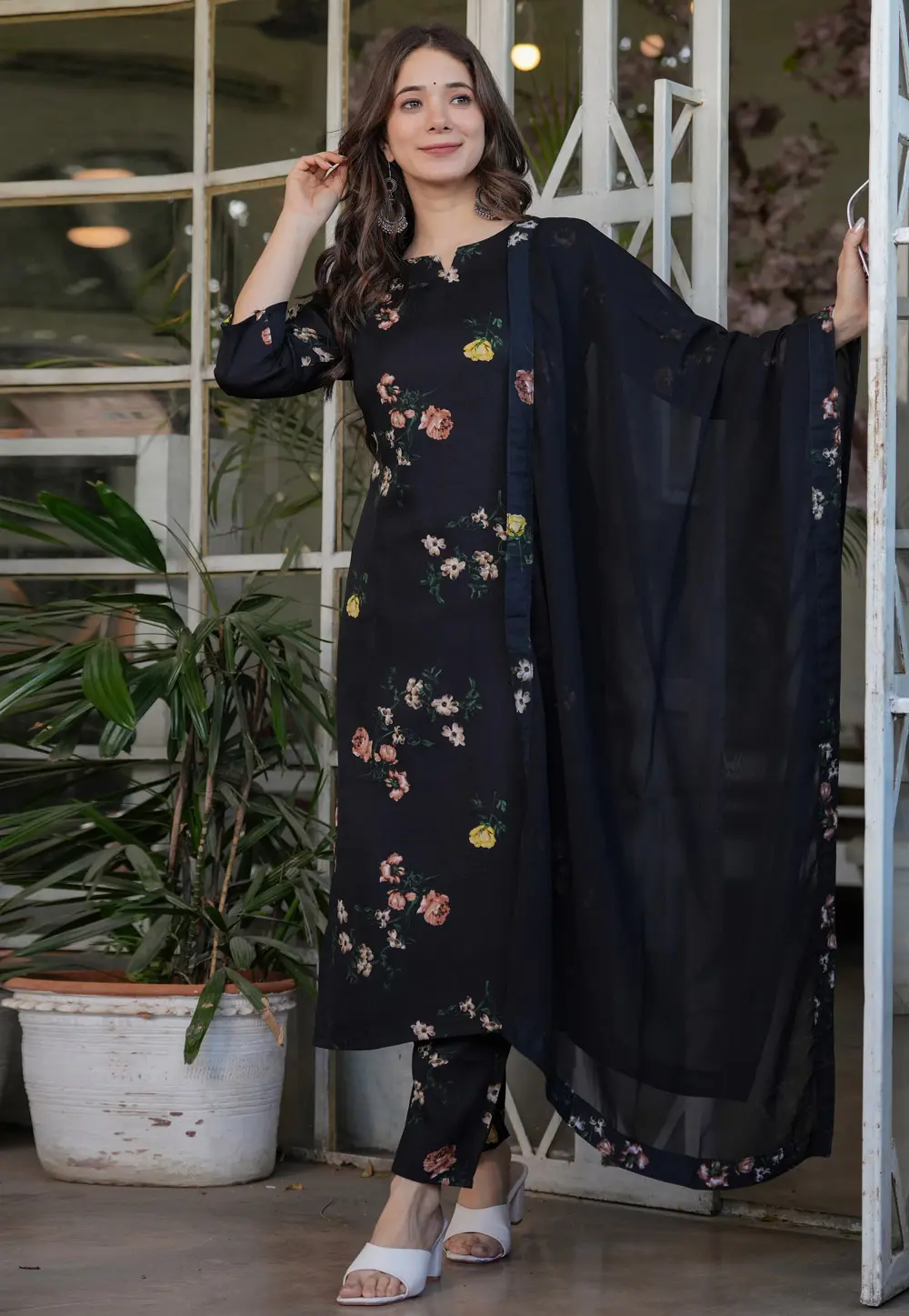 Black Silk Readymade Pakistani Suit 303974