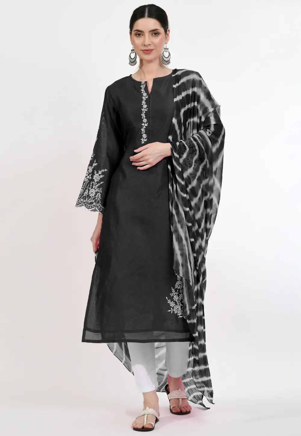 Black Silk Readymade Pakistani Suit 299404