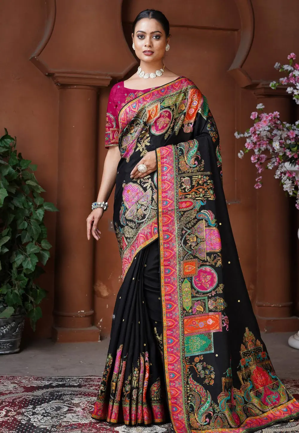 Black Silk Saree With Blouse 303651