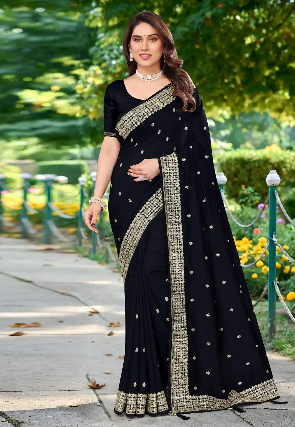 Black Silk Saree With Blouse 289995