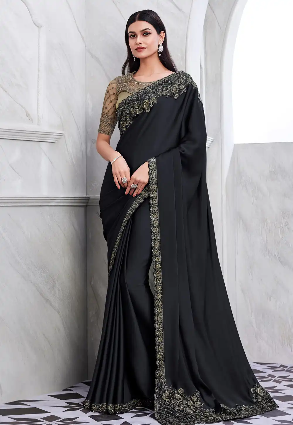 Black Silk Saree With Blouse 292729