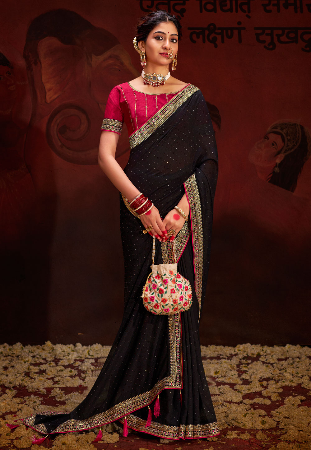 Black Silk Saree With Blouse 286676