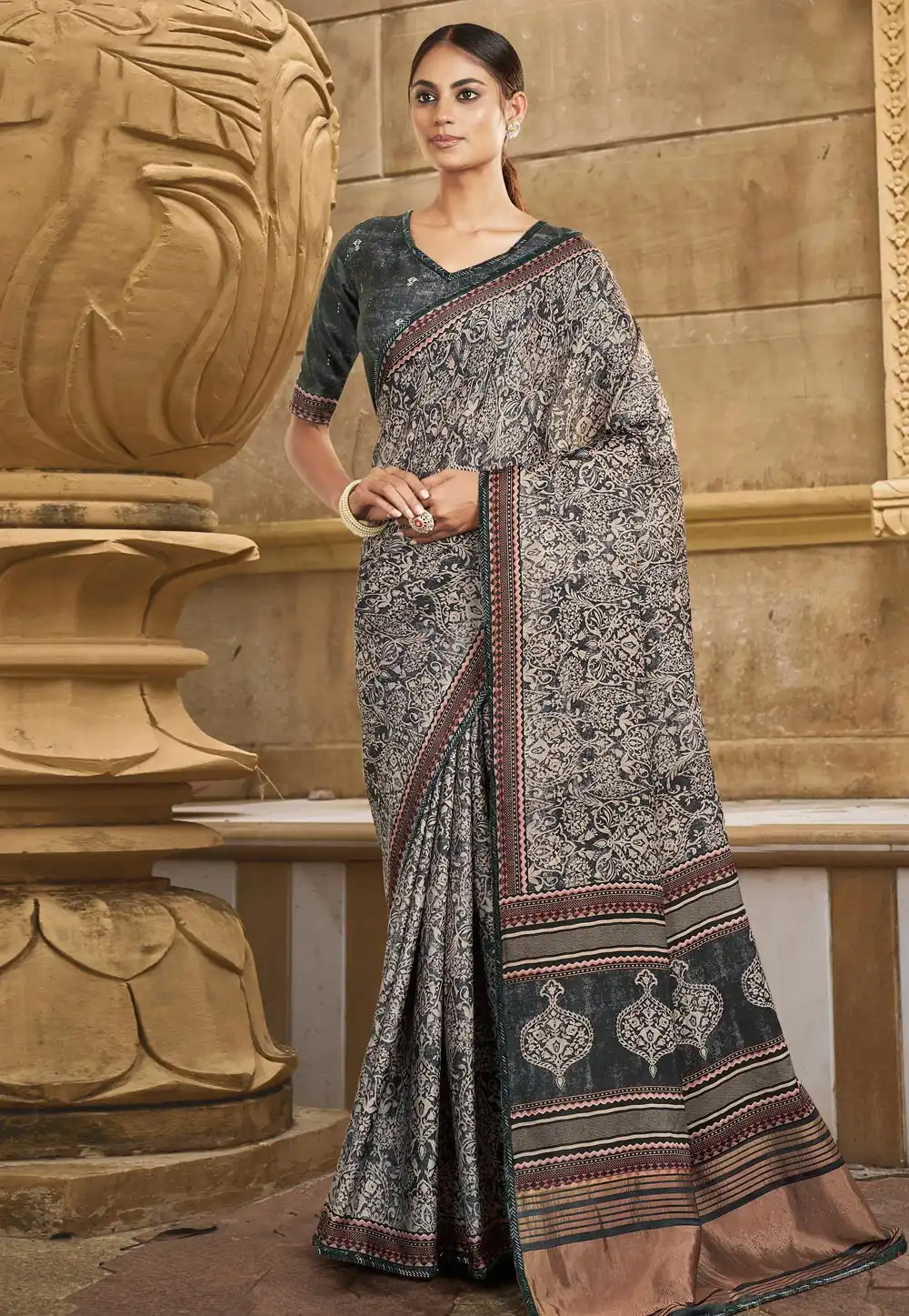 Black Silk Saree With Blouse 291325