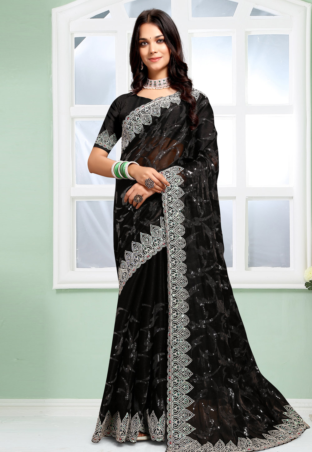 Black Silk Saree With Blouse 281122