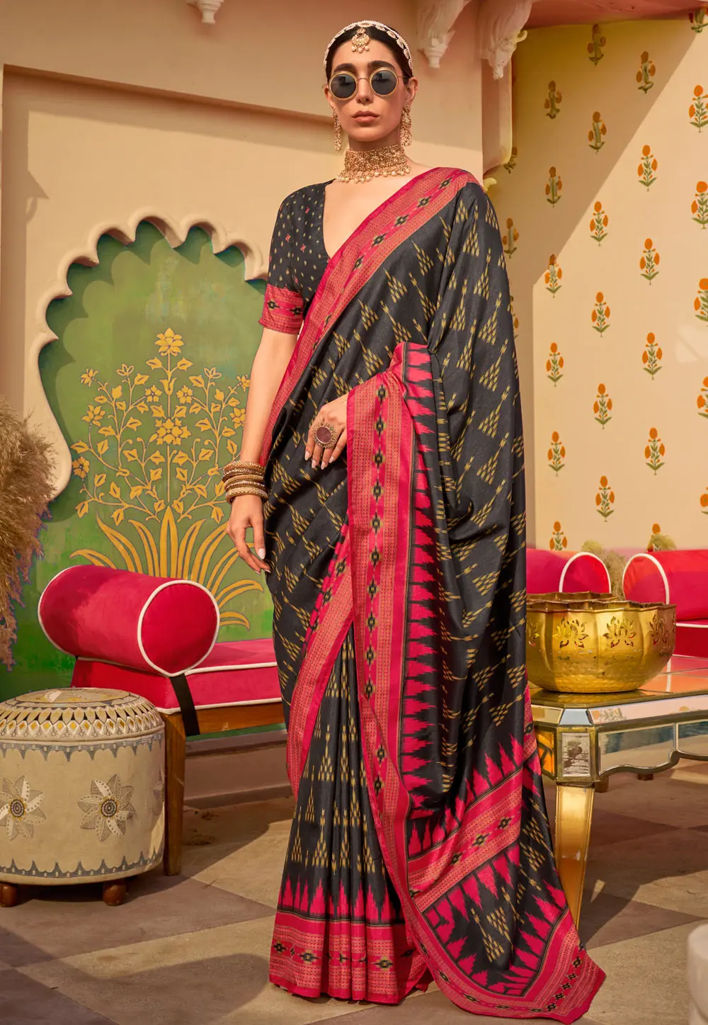 Black Silk Saree With Blouse 302271