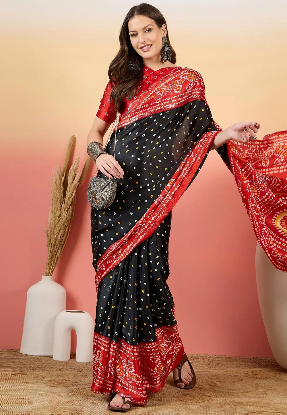 Black Silk Saree With Blouse 304738