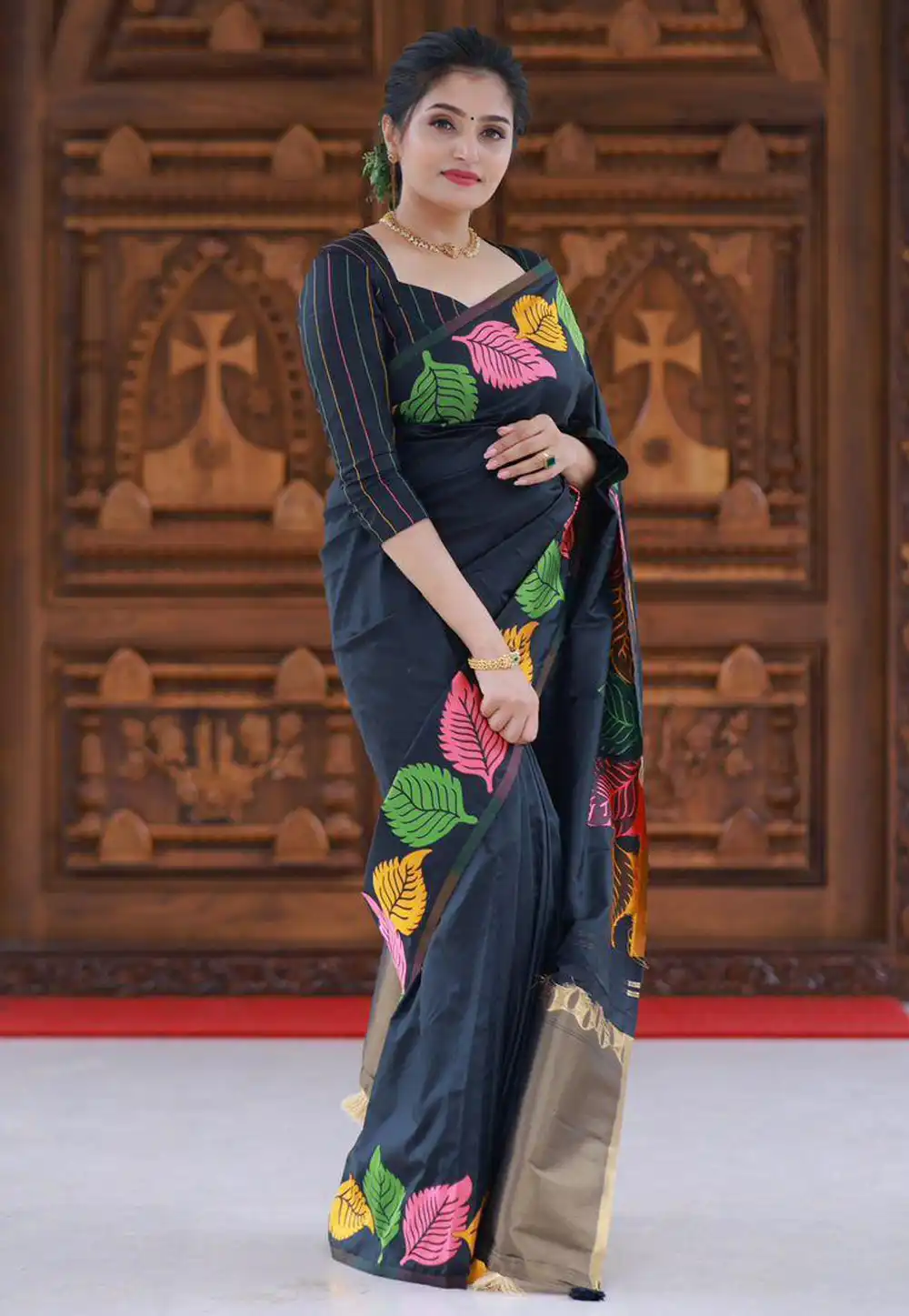 Black Silk Saree With Blouse 289729