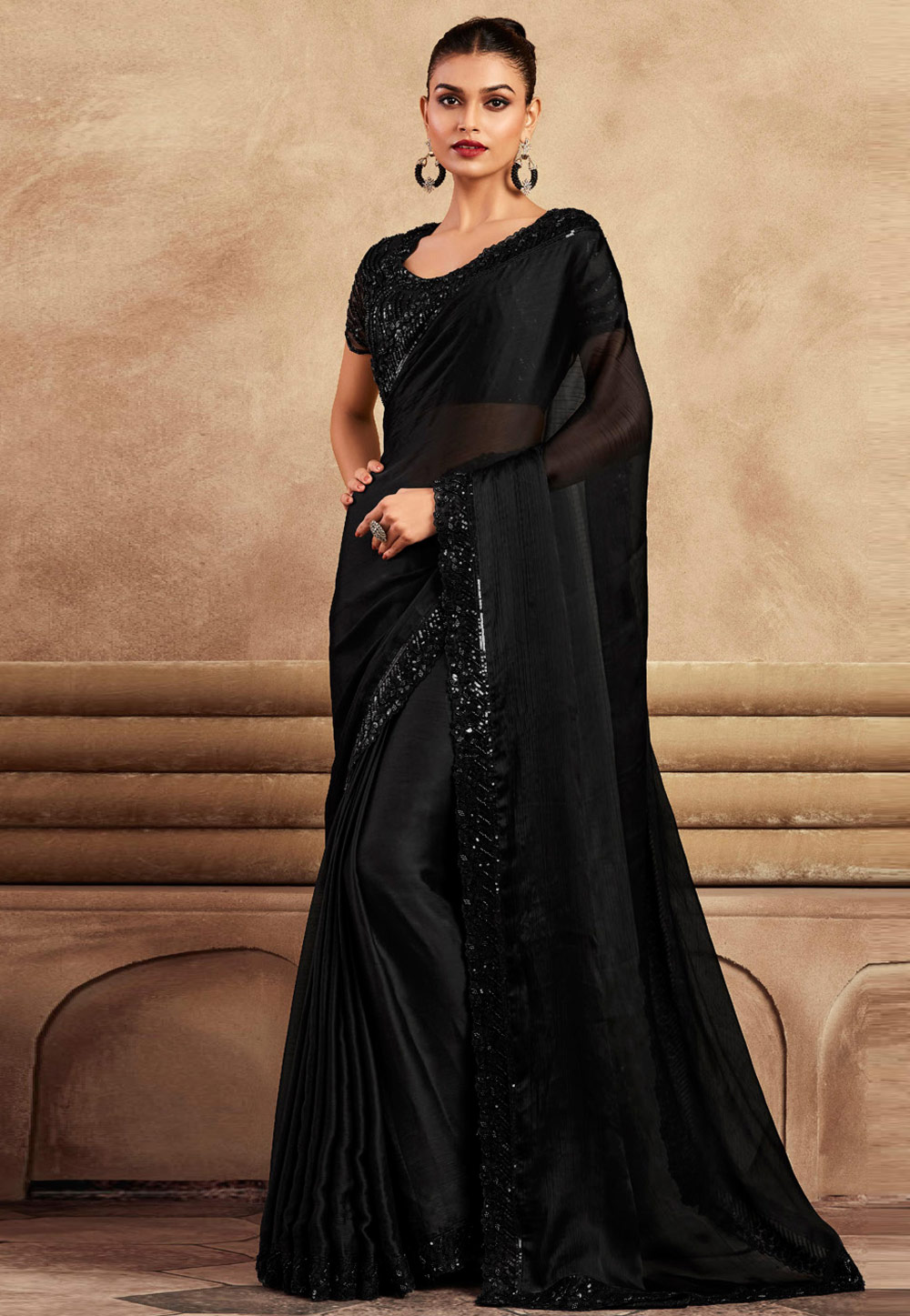 Black Silk Saree With Designer Blouse 284636