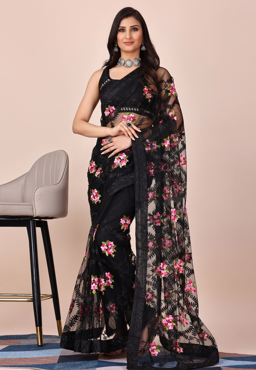 Heavy Satin Silk Plain Saree With Art Silk Digital Printed Blouse