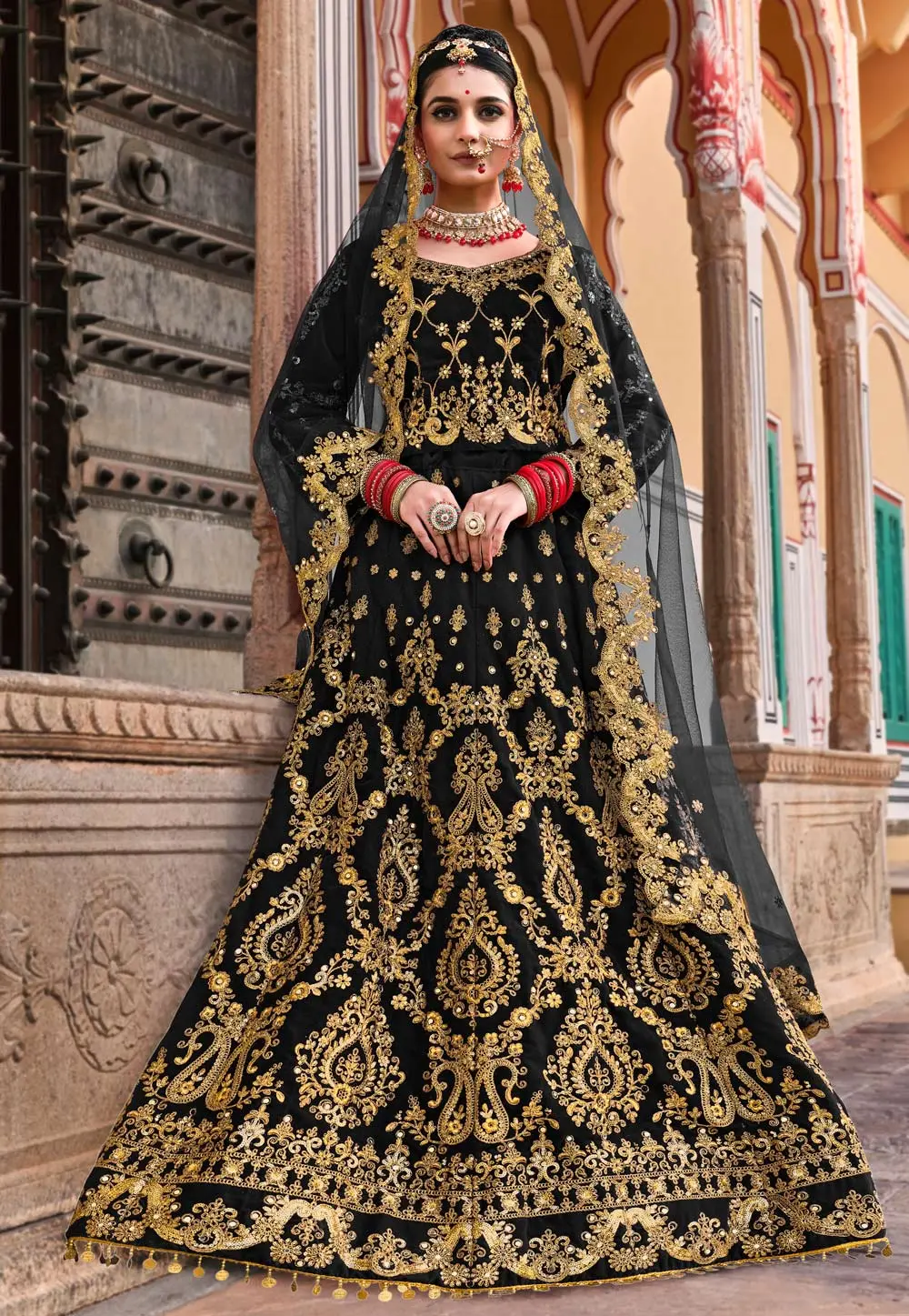 Black Velvet Bridal Lehenga Choli 302935