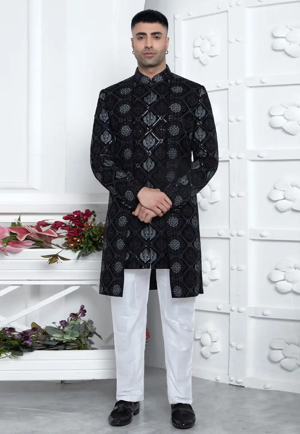 Black Velvet Indo Western Suit 291293