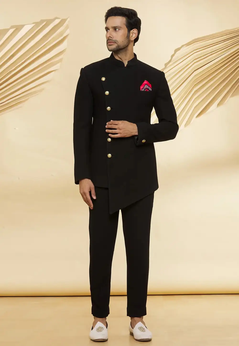 Black Velvet Jodhpuri Suit 300048