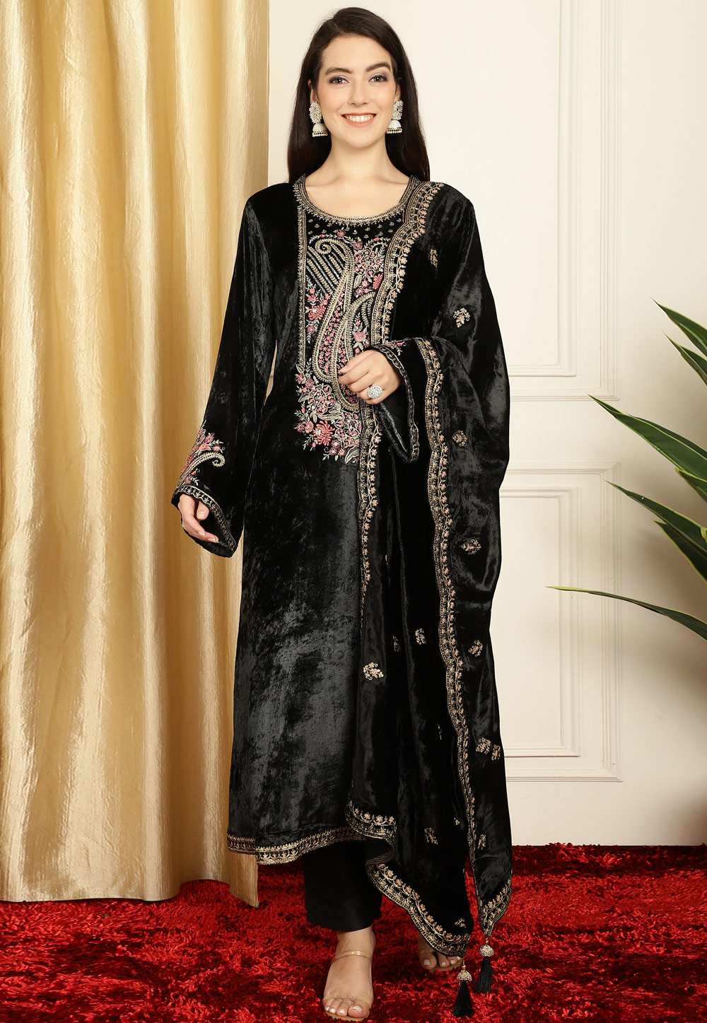 Black Velvet Pant Style Suit 310966