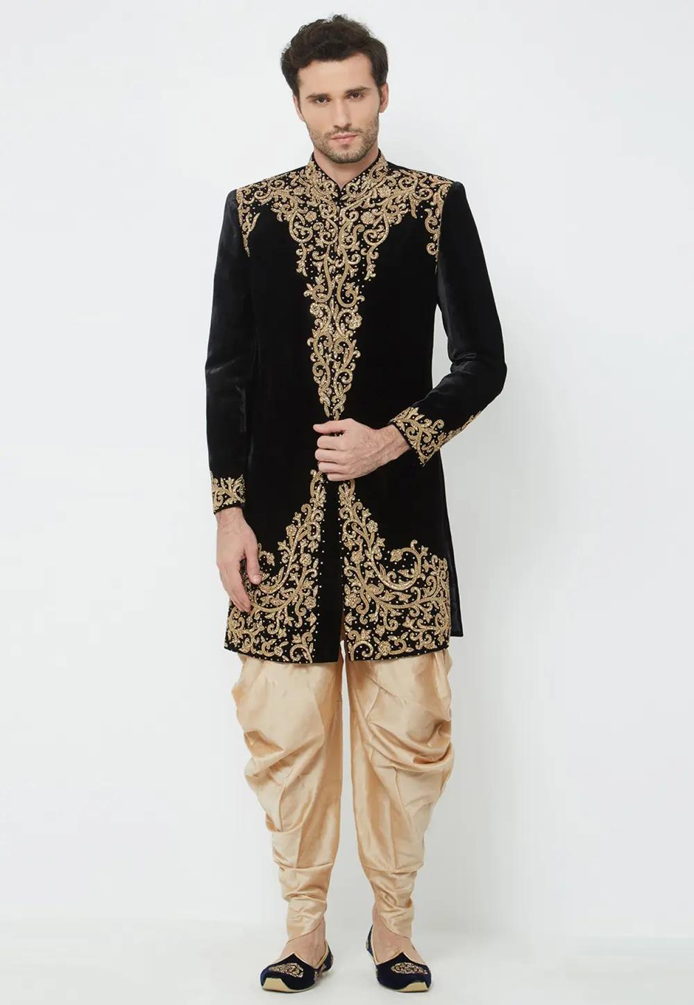 Black Velvet Sherwani 300194