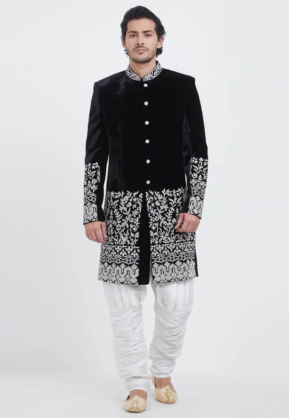 Black Velvet Sherwani 300198