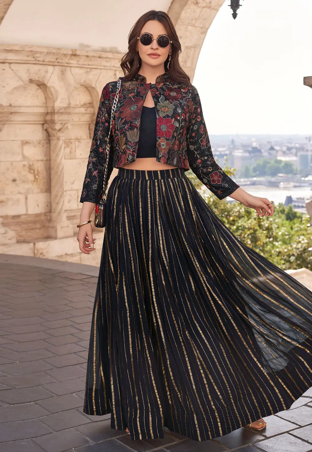 Black Viscose Jacket Style Lehenga Choli 298558