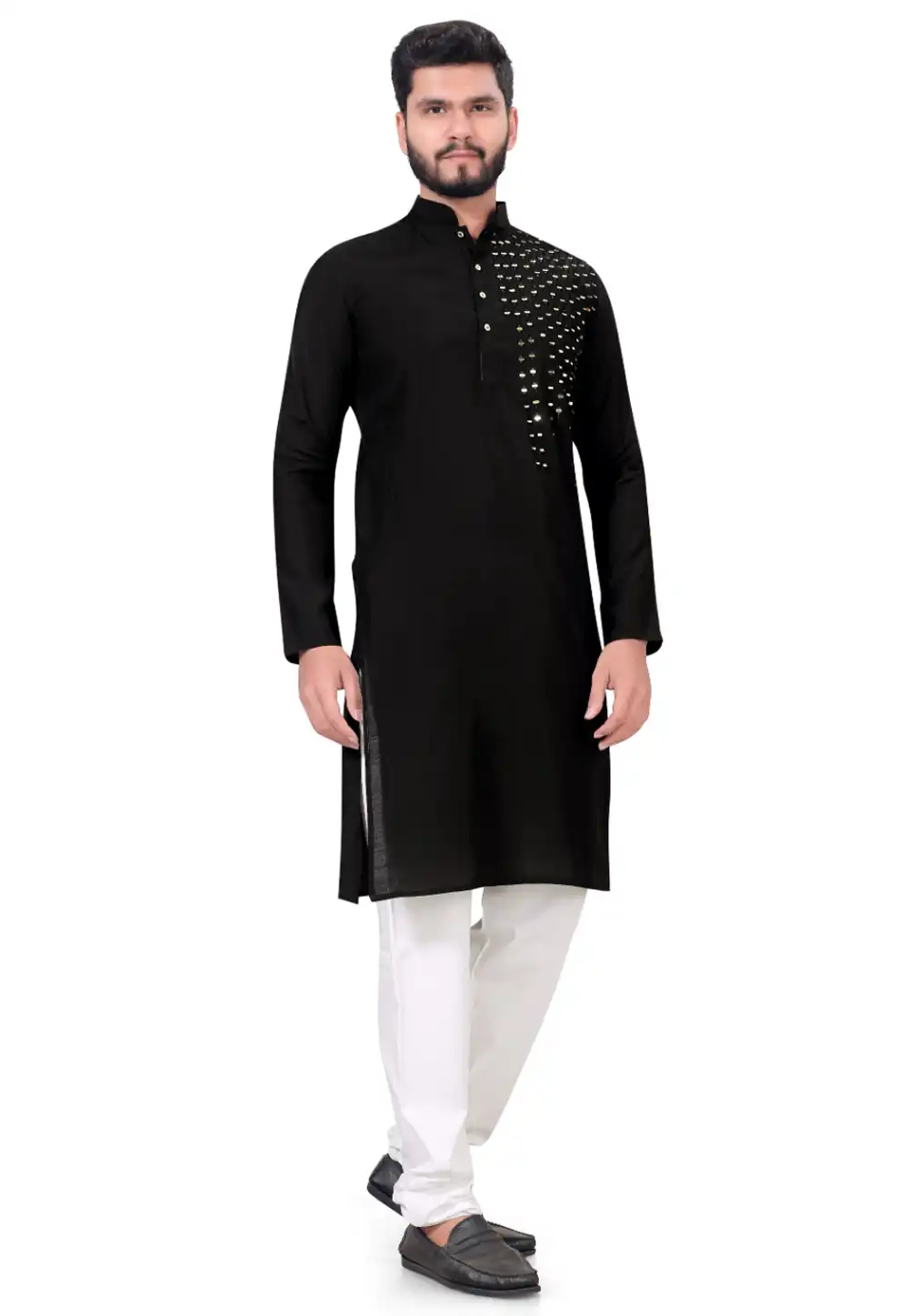 Black Viscose Kurta Pajama 290113