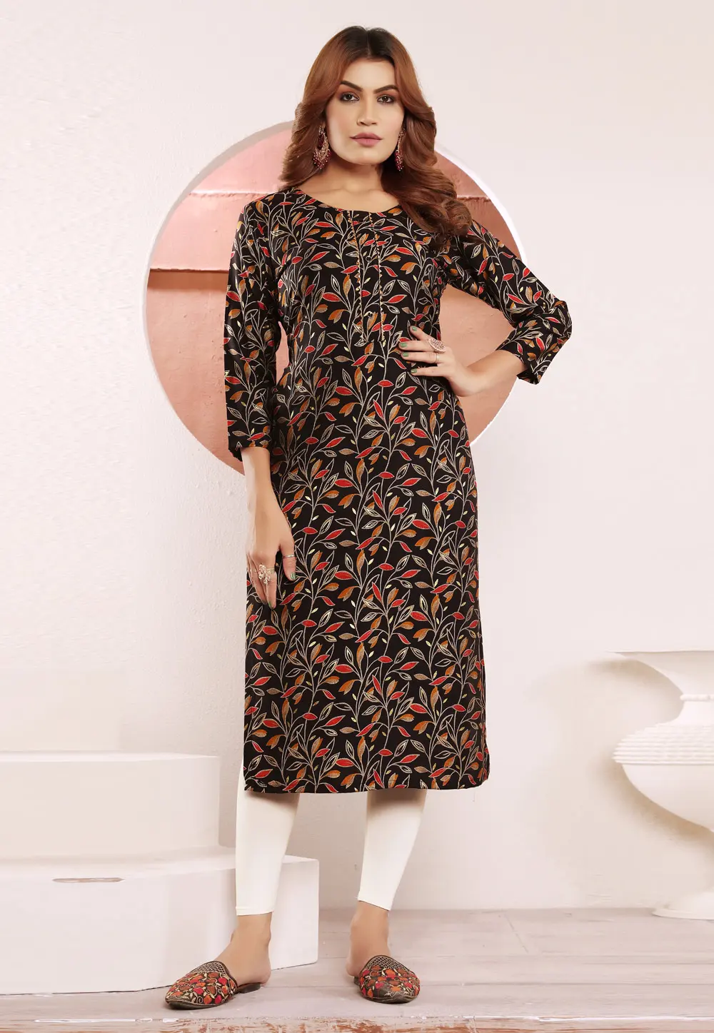 Black Viscose Long Kurti 299027