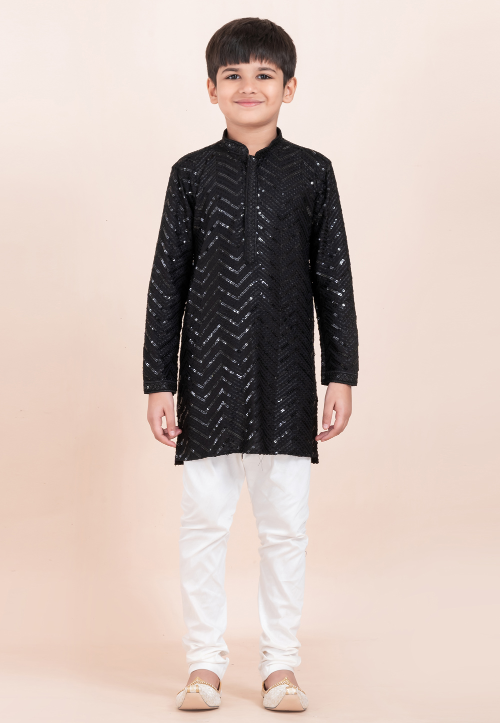 Black Viscose Rayon Kids Kurta Pajama 304810