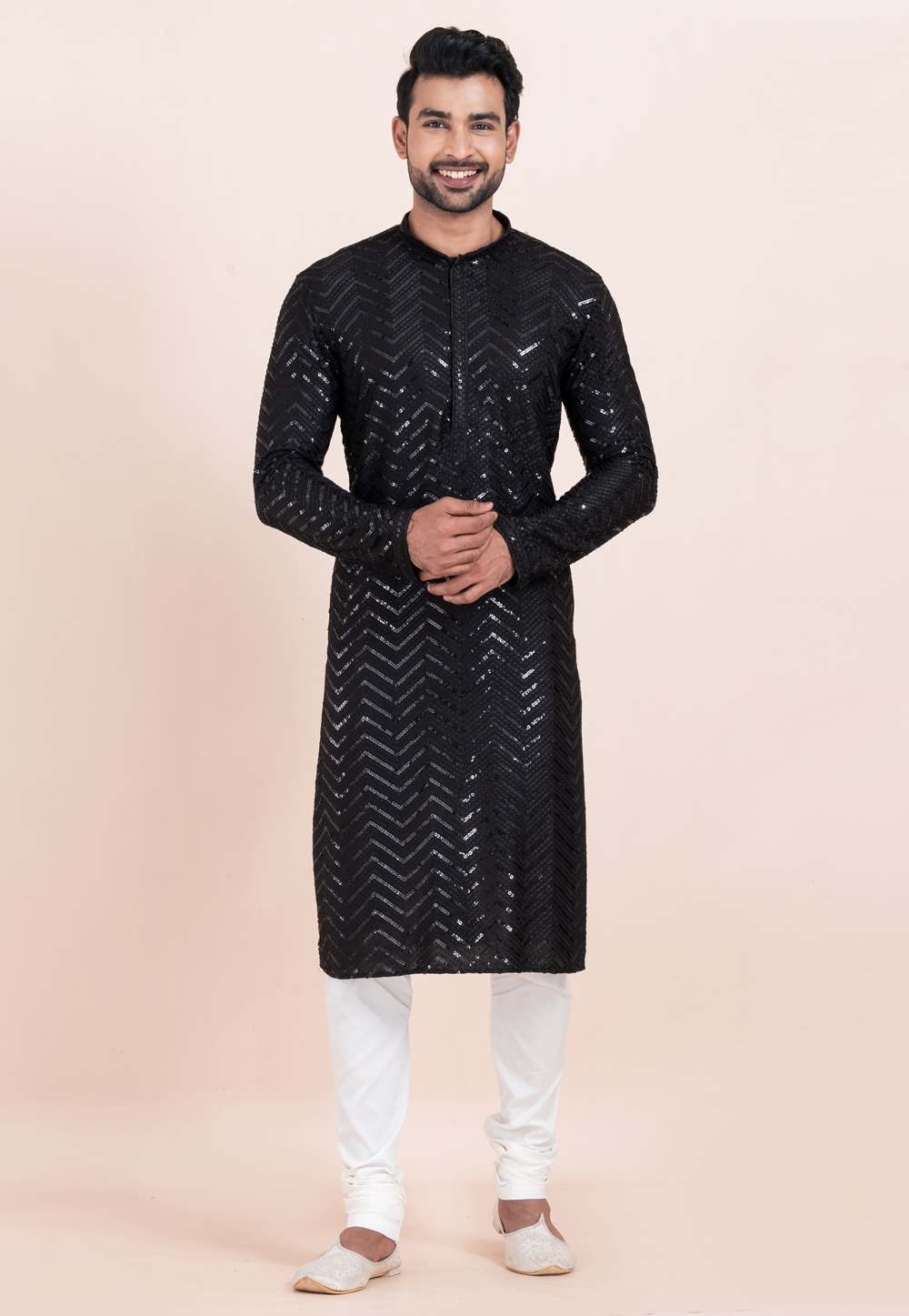 Black Viscose Rayon Kurta Pajama 304814