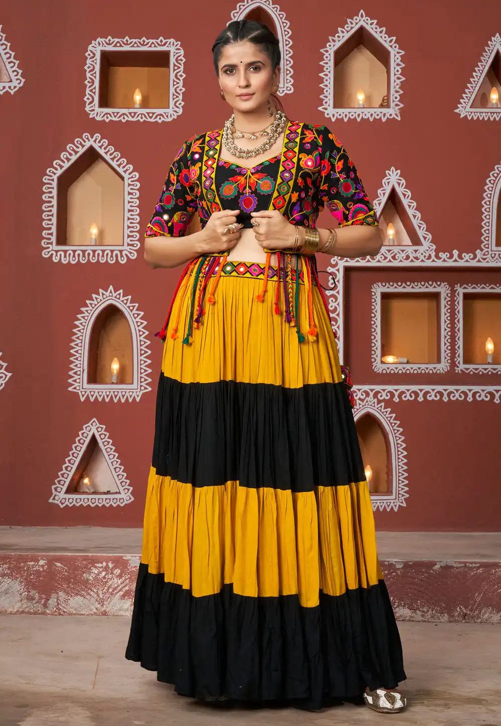 Black Viscose Rayon Navratri Chaniya Choli 294740