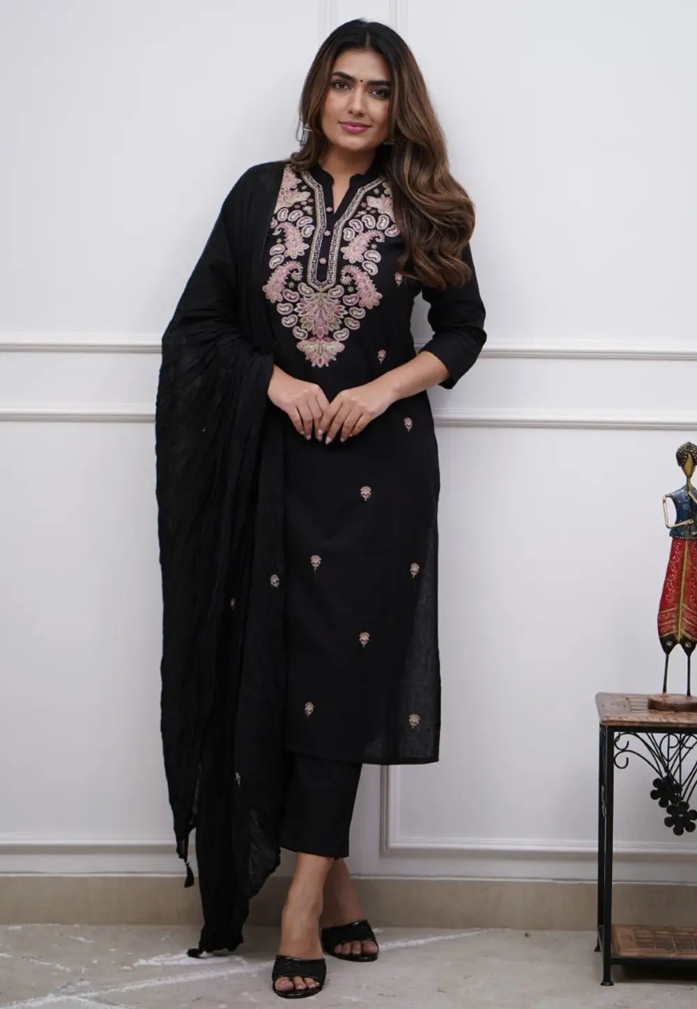 Black Viscose Readymade Pakistani Suit 299681