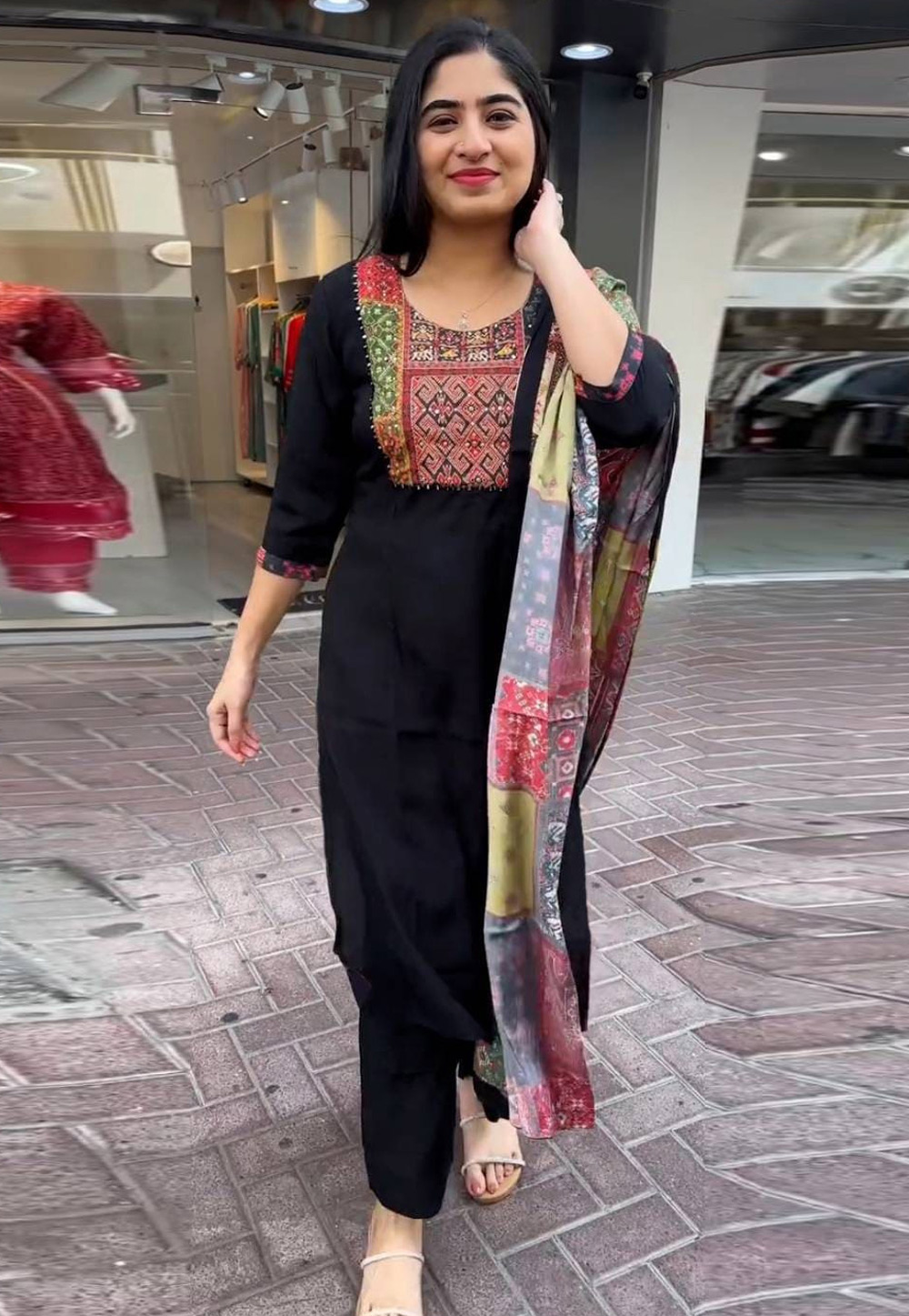 Black Viscose Readymade Pakistani Suit 305875