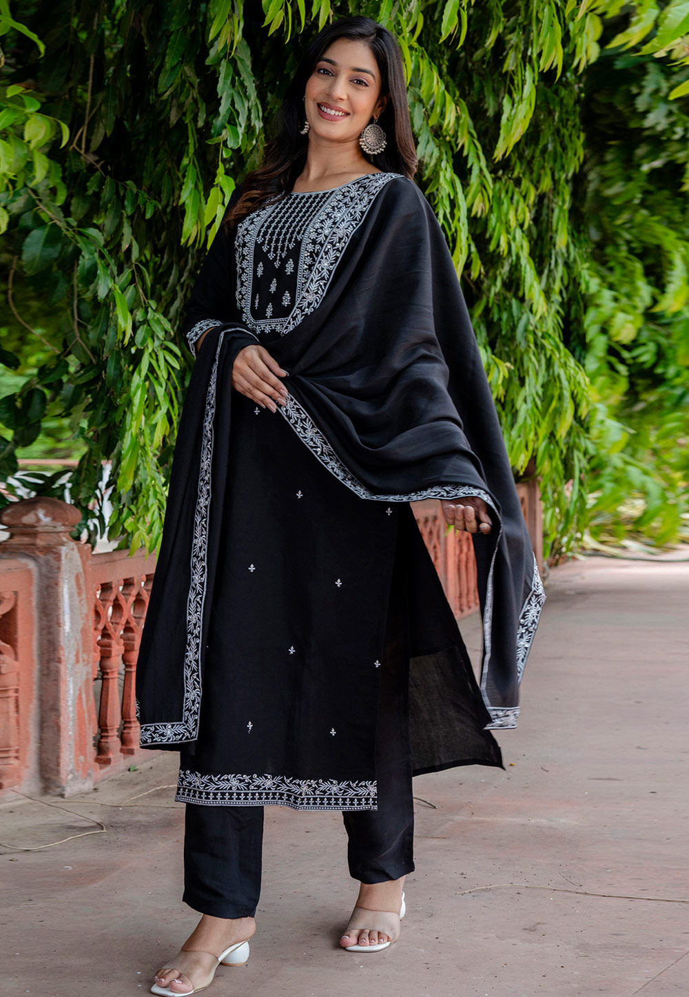 Black Viscose Readymade Pakistani Suit 309144