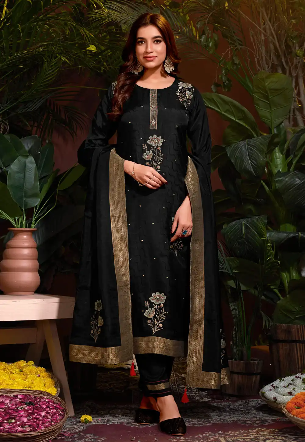 Black Viscose Readymade Pakistani Suit 288141