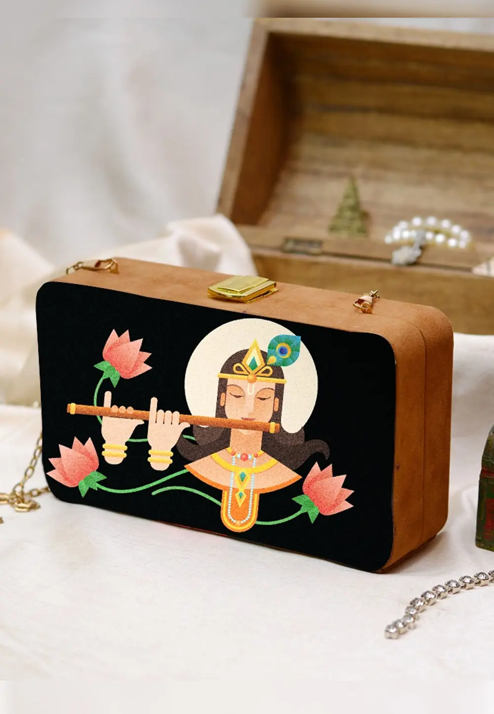 Black Wooden Clutch 299013