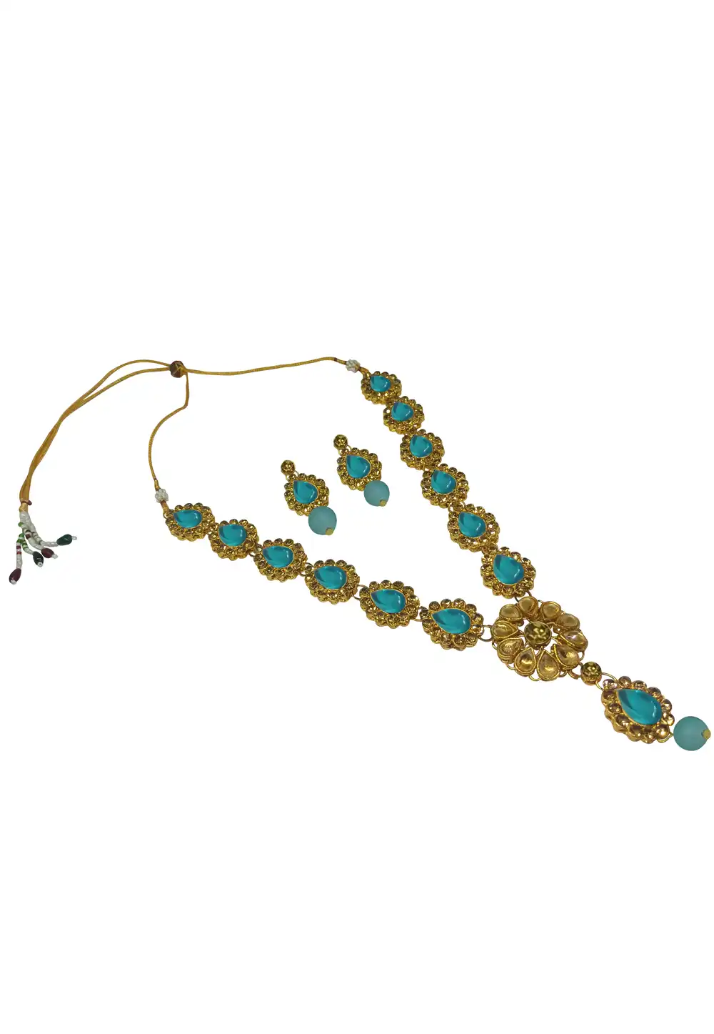 Blue Alloy Necklace With Earrings 289887