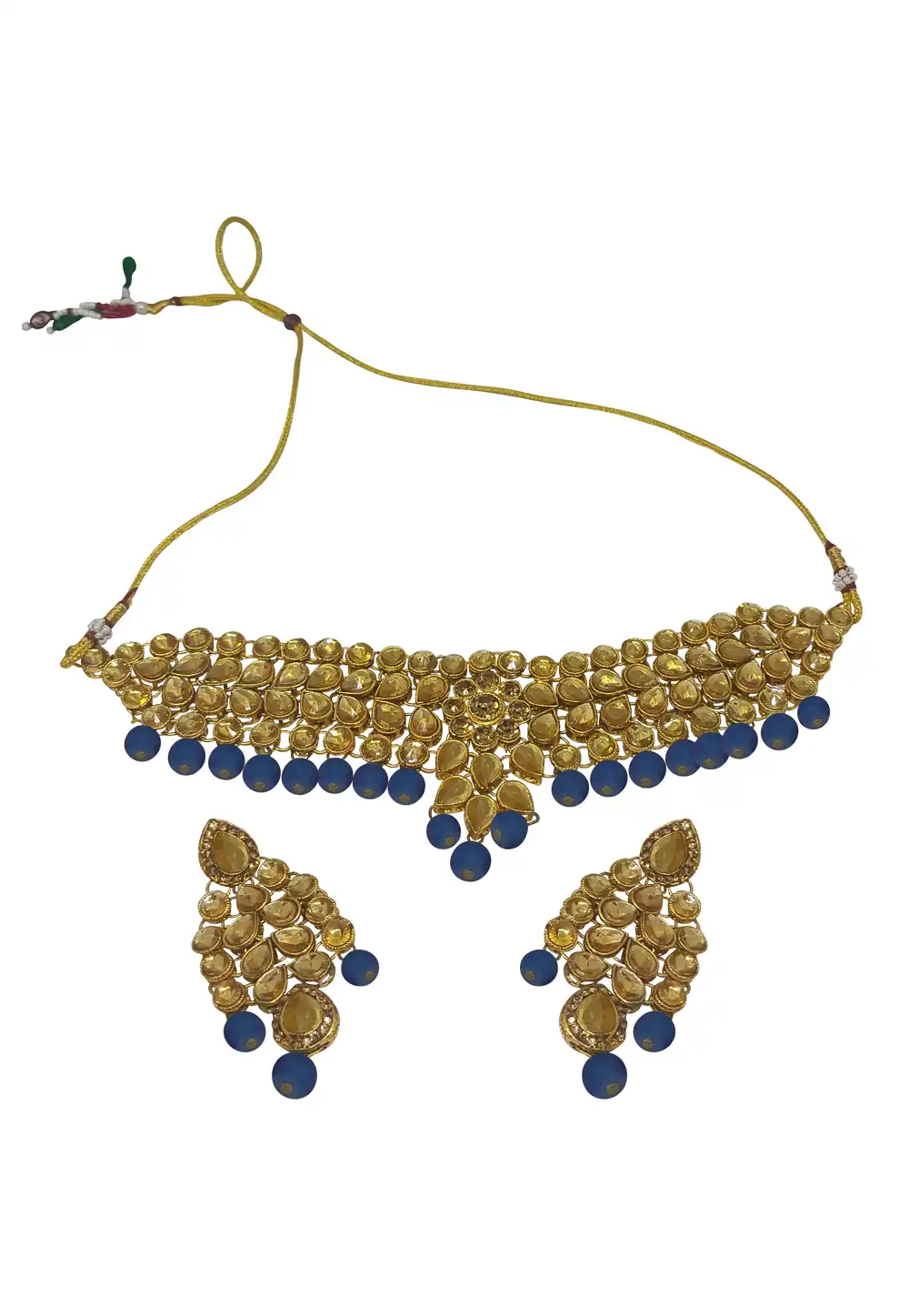 Blue Alloy Necklace With Earrings 289918