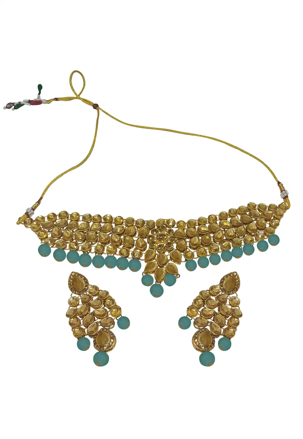 Blue Alloy Necklace With Earrings 289922