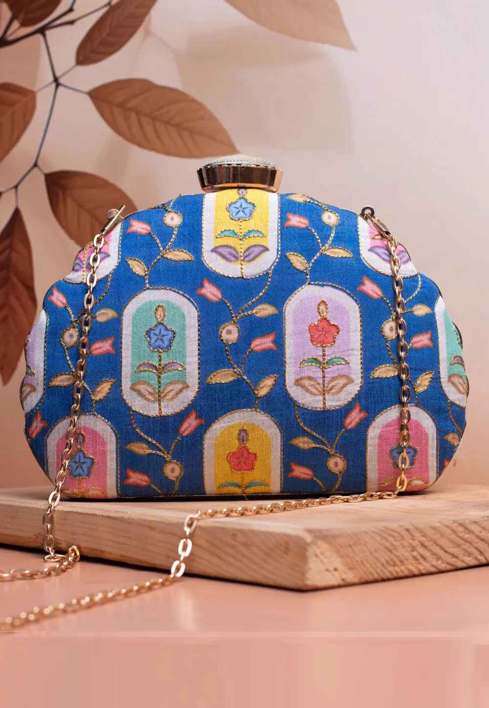 Blue Art Silk Clutch 299369