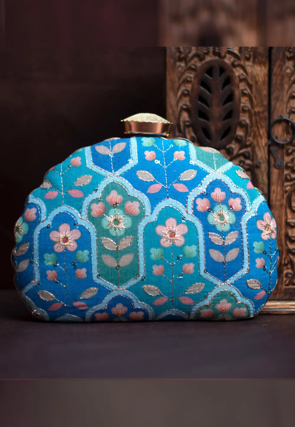 Blue Art Silk Clutch 299558