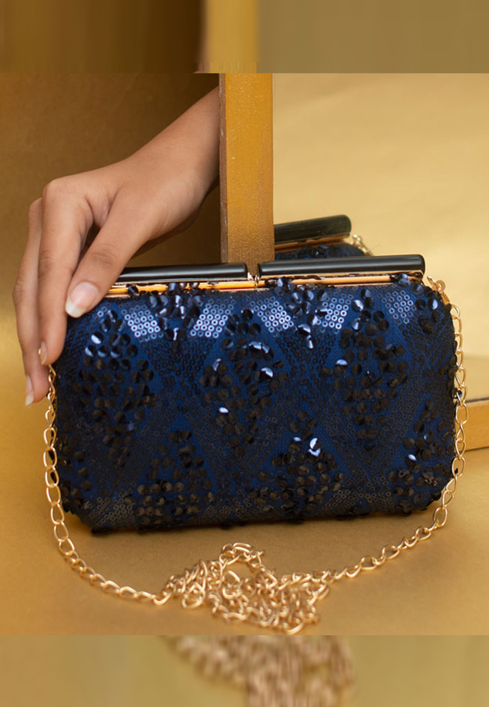 Blue Art Silk Clutch 306363