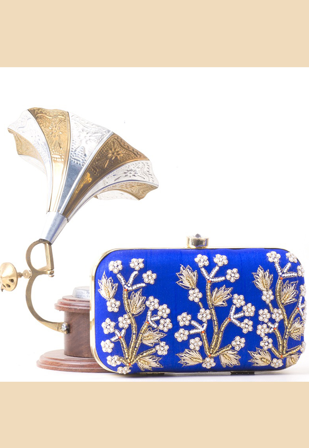 Blue Art Silk Clutch 306373