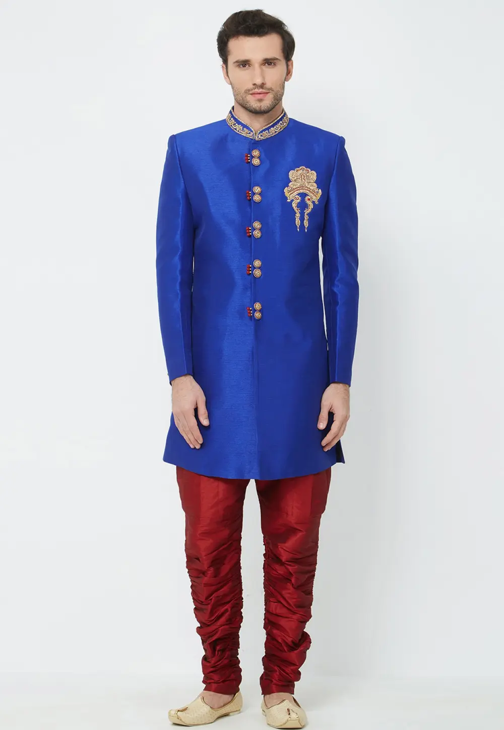 Blue Art Silk Indo Western Sherwani 300203