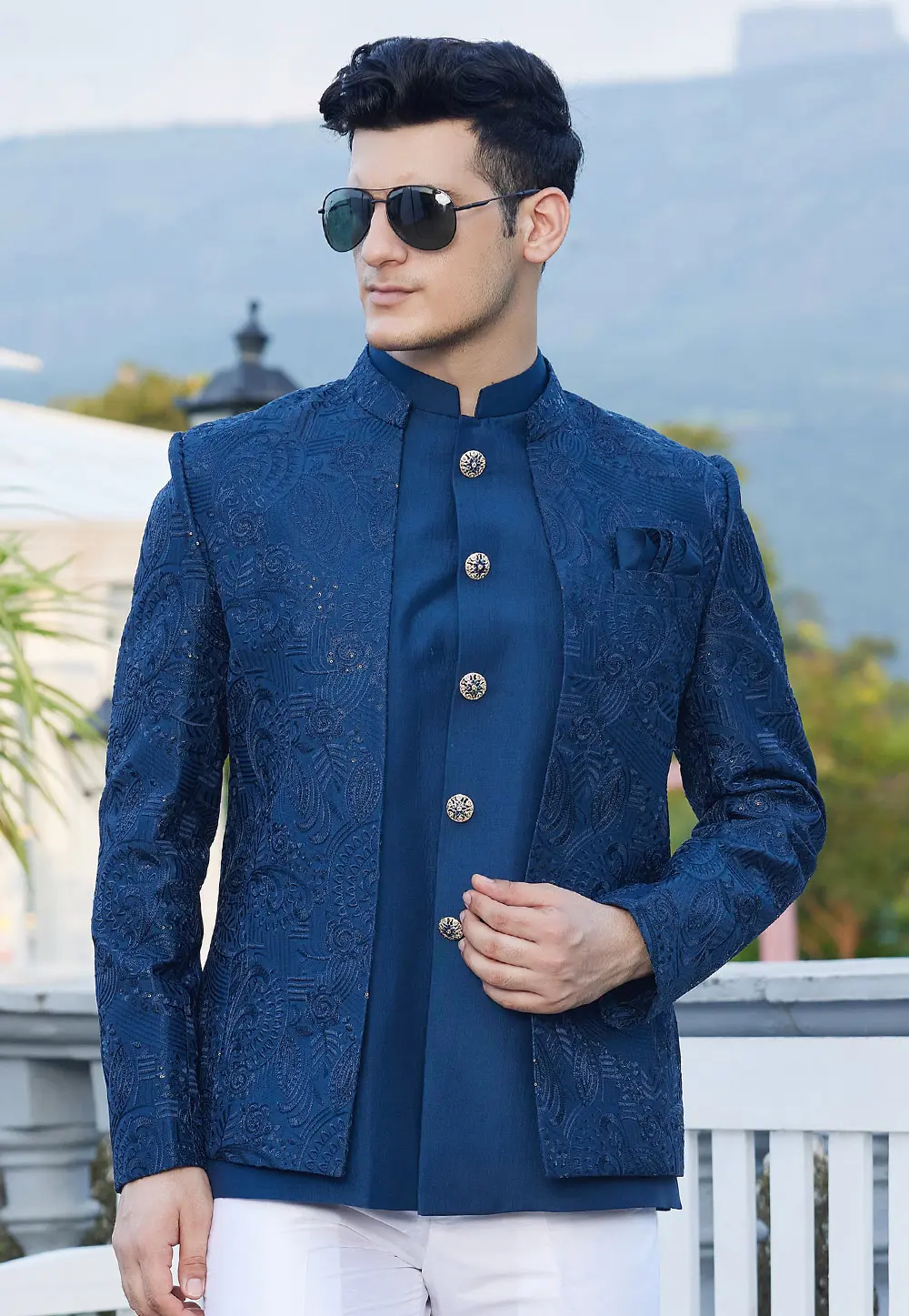 Blue Art Silk Jodhpuri Suit 302192