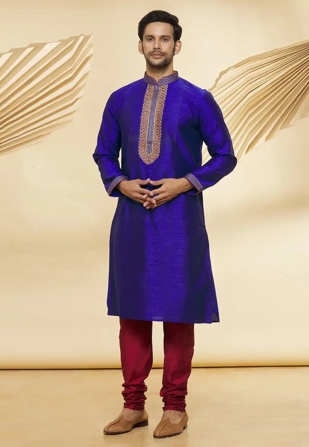 Blue Art Silk Kurta Pajama 300668