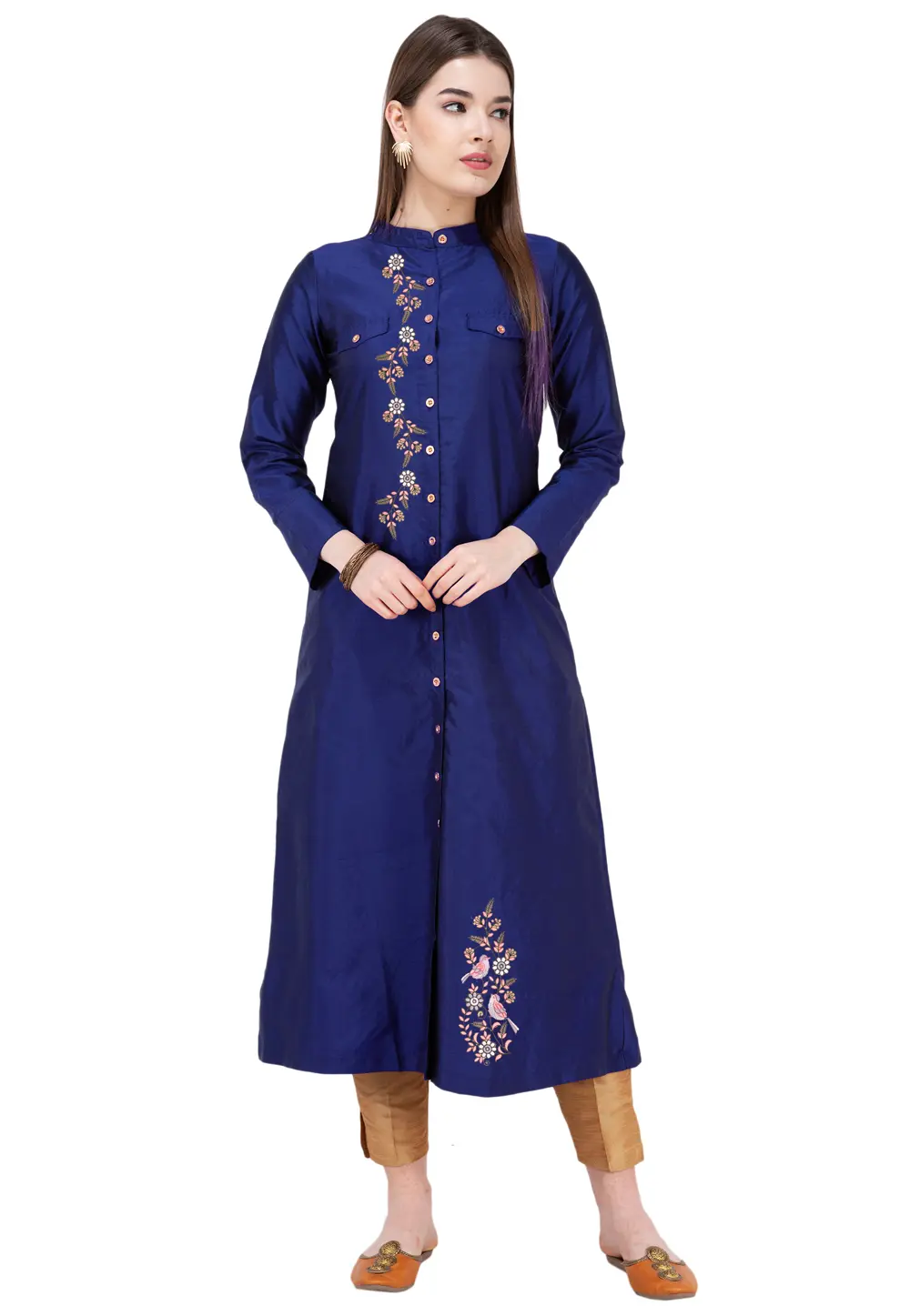 Blue Art Silk Kurta Set With Pent 303169